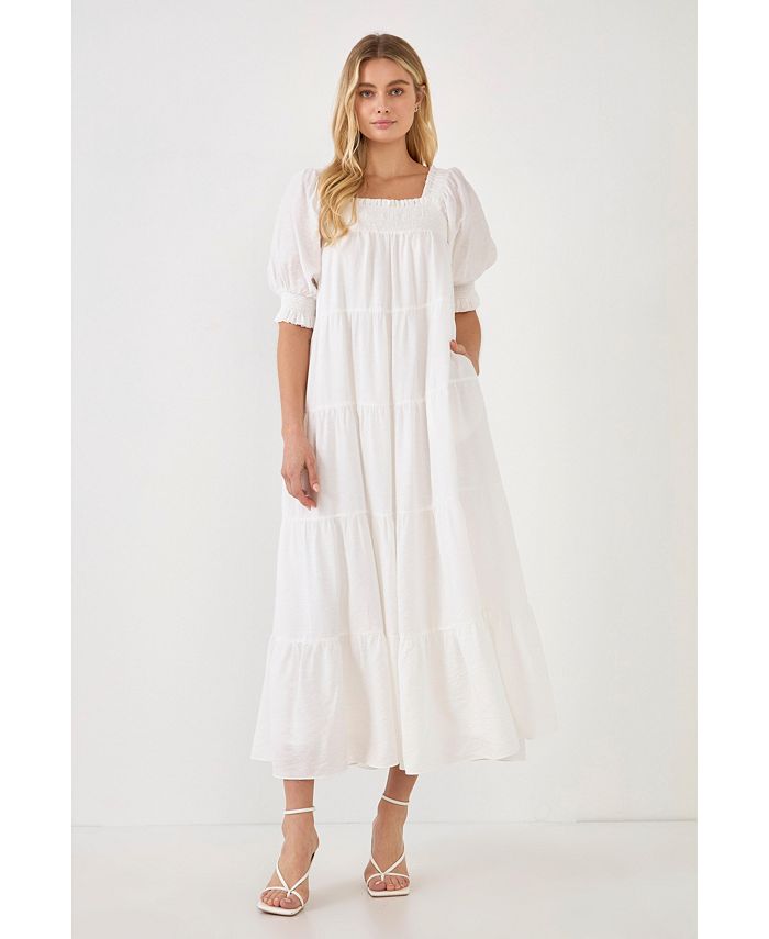 English Factory Women's Smocked Baby Doll Maxi Dress Macy's