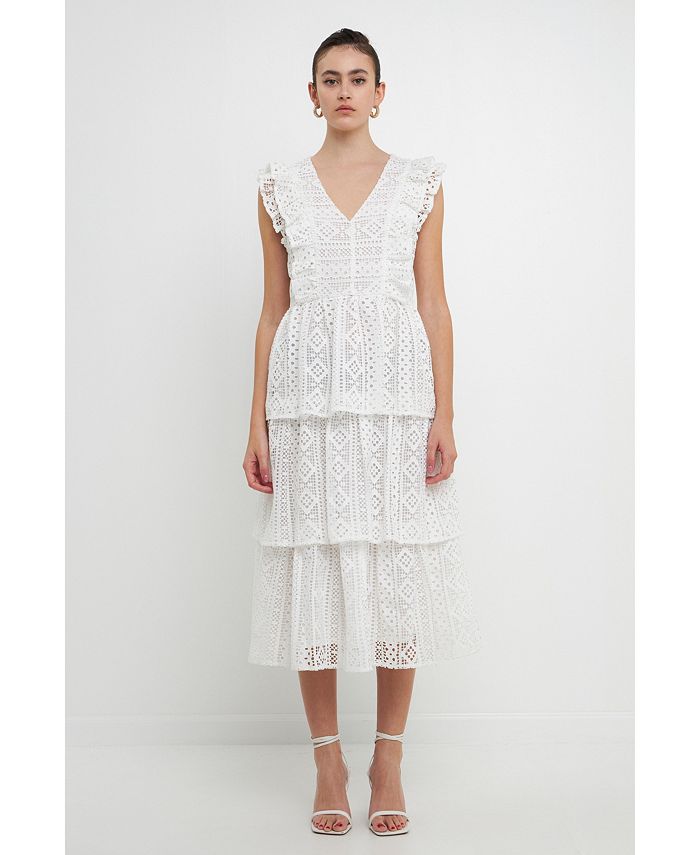 Honeyfield Lace Tiered Midi Dress