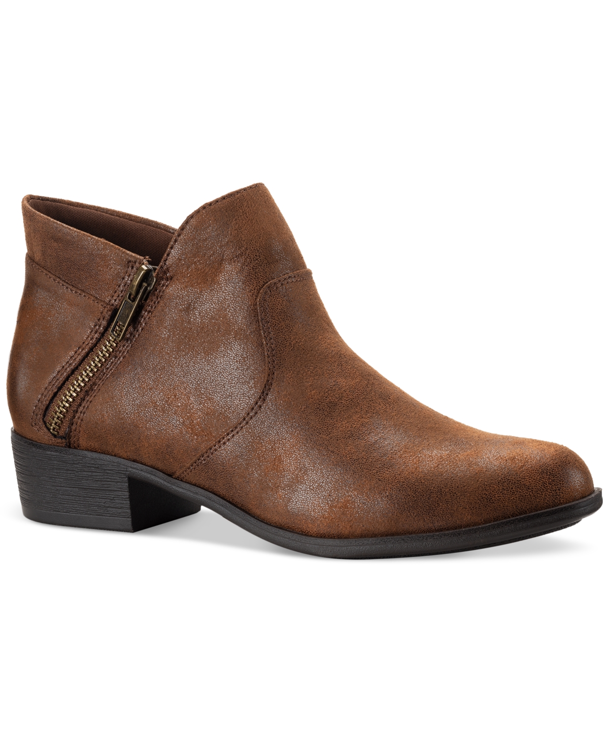 Sun + Stone Women's Adelinee Double Zip Ankle Booties, Created For Macy's In Chocolate