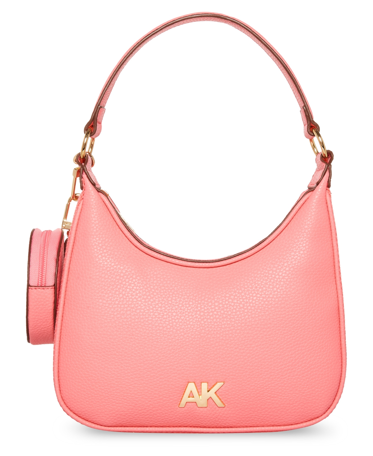 Anne Klein AK Horsebit Wristlet Pouch with Floral Overlay, Cream-Brown  Multi/Vintage Pink: Handbags