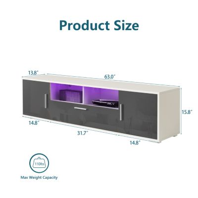 Streamdale Modern TV Stand with LED Lights