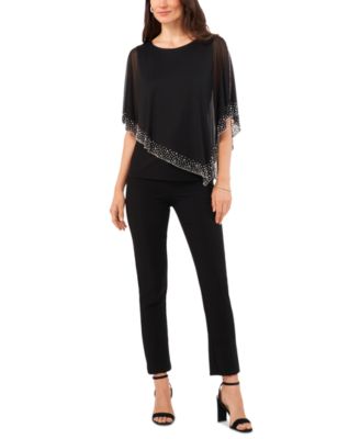 Women's Beaded Overlay Cape Top