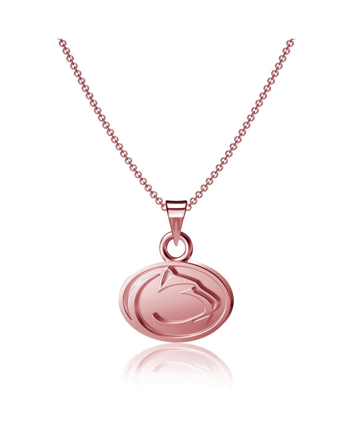 Dayna Designs Women's  Penn State Nittany Lions Rose Gold Pendant Necklace In Pink