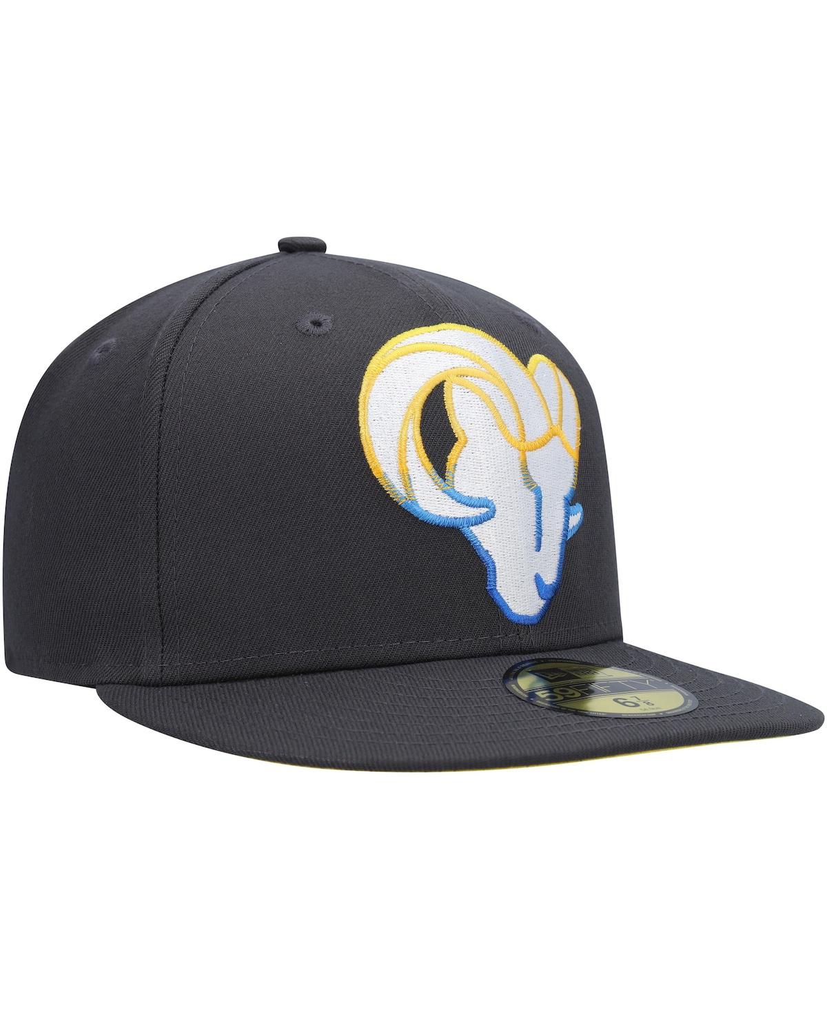 Shop New Era Men's  Graphite Los Angeles Rams Color Dim 59fifty Fitted Hat