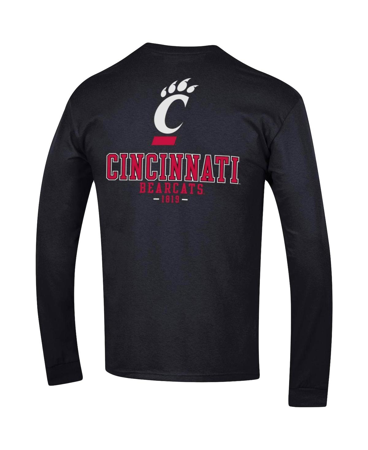 Shop Champion Men's  Black Cincinnati Bearcats Team Stack Long Sleeve T-shirt
