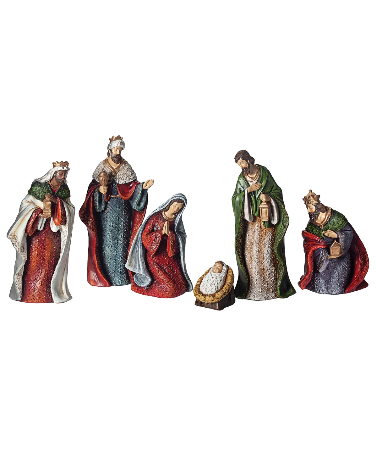 8" H 6 Piece Set Nativity with Fleur De - Multi Color