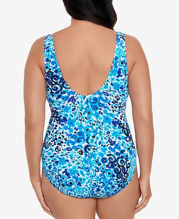 Maxine Women's Plus Size Tidal Wave Over The Shoulder One Piece Swimsuit At, Maxine Plus Size Swimsuits