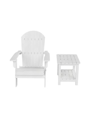 2-Piece Outdoor Folding Adirondack Chair with Side Table Set