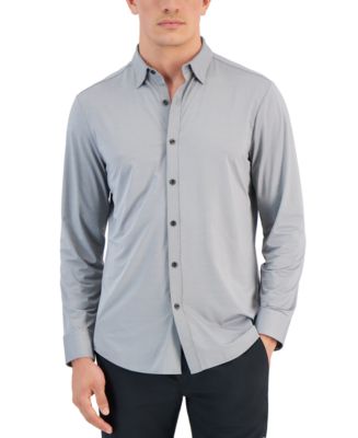 Alfani Men's Alfatech Yarn-Dyed Long Sleeve Performance Shirt, Created ...