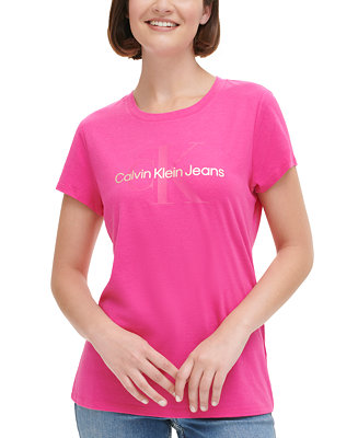 Calvin Klein Jeans Women's Monogram Logo Short-Sleeve Iconic T-Shirt -  Macy's