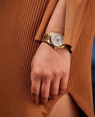 Eco-Drive Women's Sport Luxury Diamond Accent Gold-Tone Stainless Steel Bracelet Watch 33mm