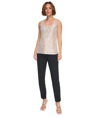 macy's black sequin top