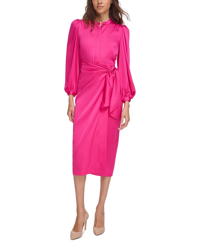 Donna Karan Women's Icon Long-Sleeve Side-Tie Dress - Macy's