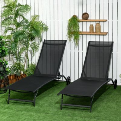 2 Piece Chaise Lounge Chair Pool Chairs with Wheels,