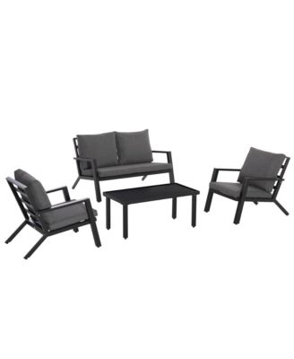 4pc Outdoor Furniture Set, Sofa, 2 Chairs, Table, Cushions,