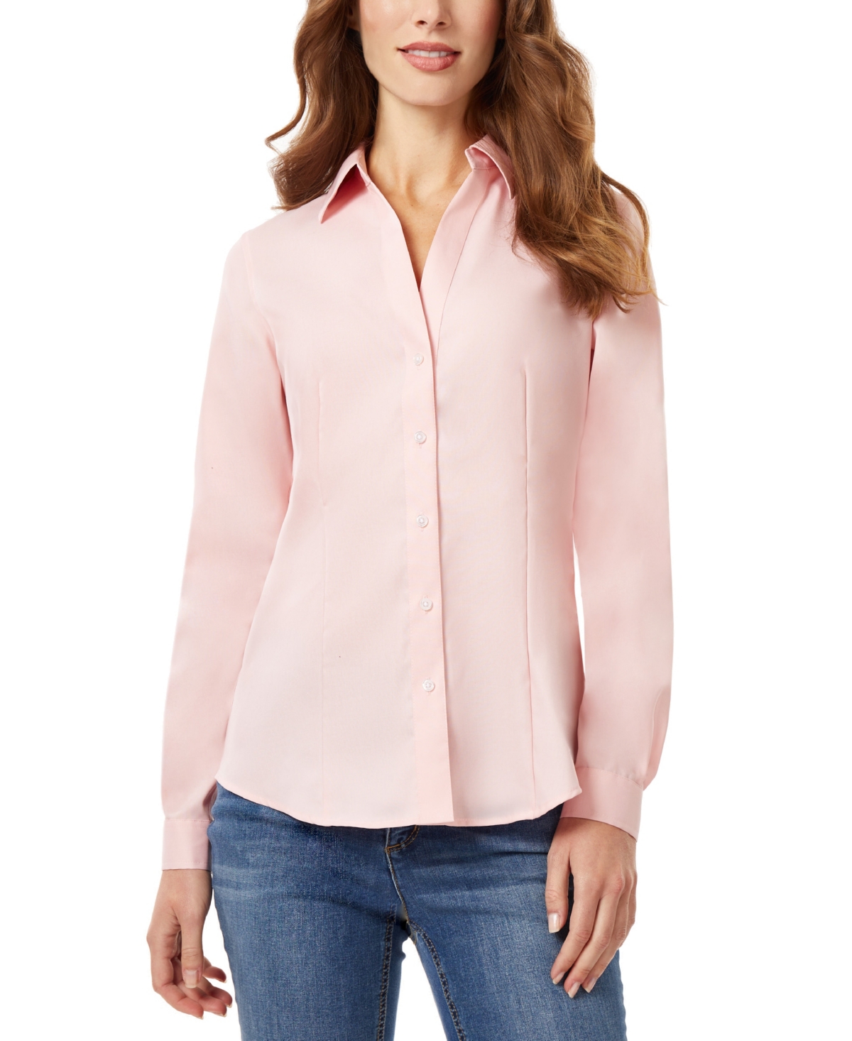 Shop Jones New York Women's Easy Care Button Up Long Sleeve Blouse In Pink
