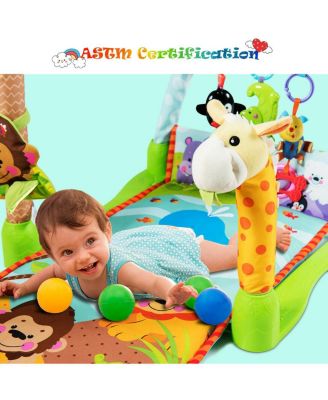 4-in-1 Baby Activity Play Mat Activity Center w/3 Hanging Toys