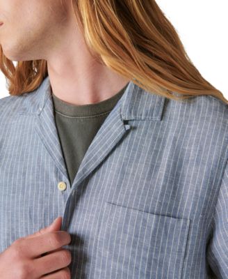 The Albini Wide Stripe Camp Shirt In Mint