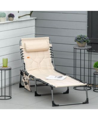 Outdoor Padded Folding Chaise Lounge Chair with Reclining,