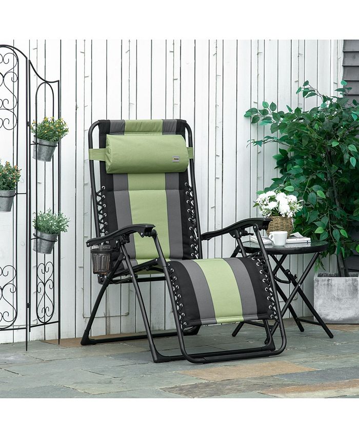 Outsunny XL Oversize Zero Gravity Recliner, Padded Patio Lounger Chair