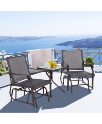 Set of 3 Rocking Glider Chair w/ Table Mesh Patio Outdoor Furniture,