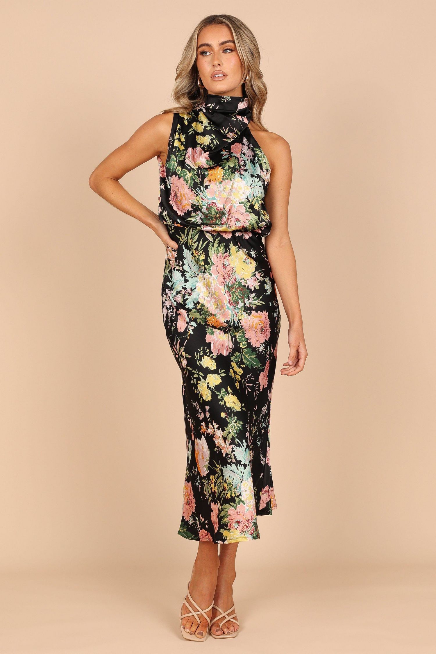 Womens Anabelle Halter Neck Midi Dress