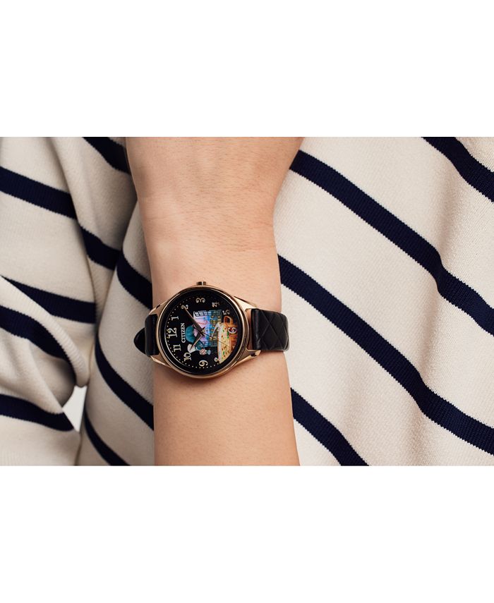 Tailor mechanical sales black leather watch