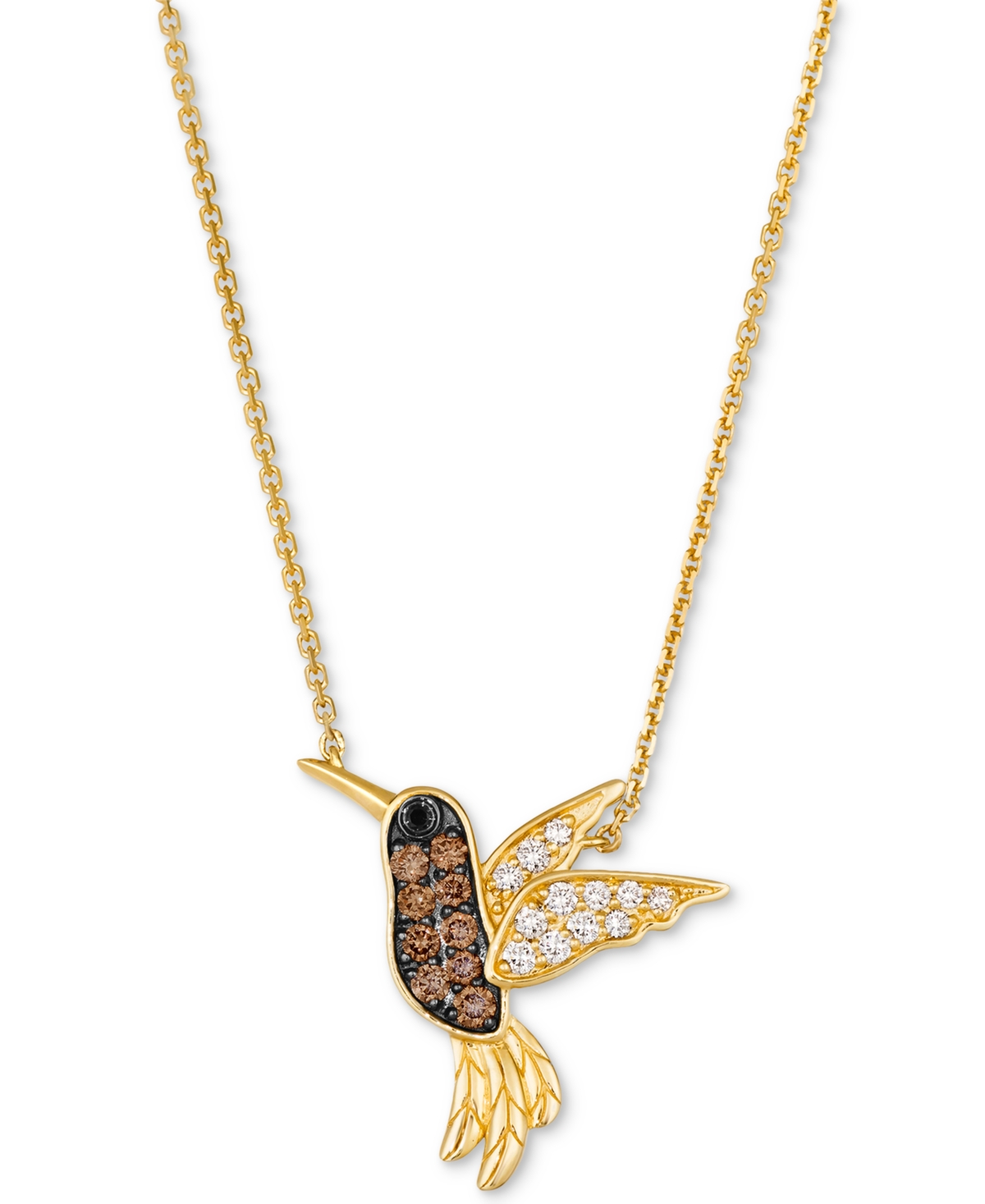 Multicolor Diamond Hummingbird 19" Pendant Necklace (3/8 ct. t.w.) in 14k Gold - K Honey Gold Necklace