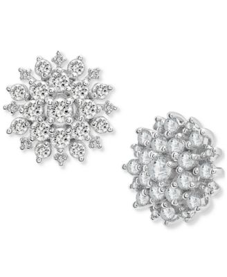 2-Pc. Set Diamond Cluster Pendant Necklace & Matching Stud Earrings (1 ct. t.w.) in 14k White Gold, Created for Macy's