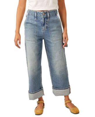 Free People Women's Major Leagues Mid-Rise Cuffed Jeans - Macy's