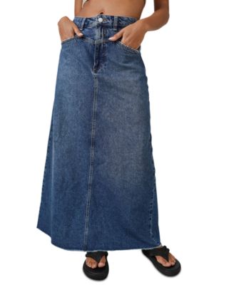 Free People Women's Come As You Are Denim Maxi Skirt - Macy's