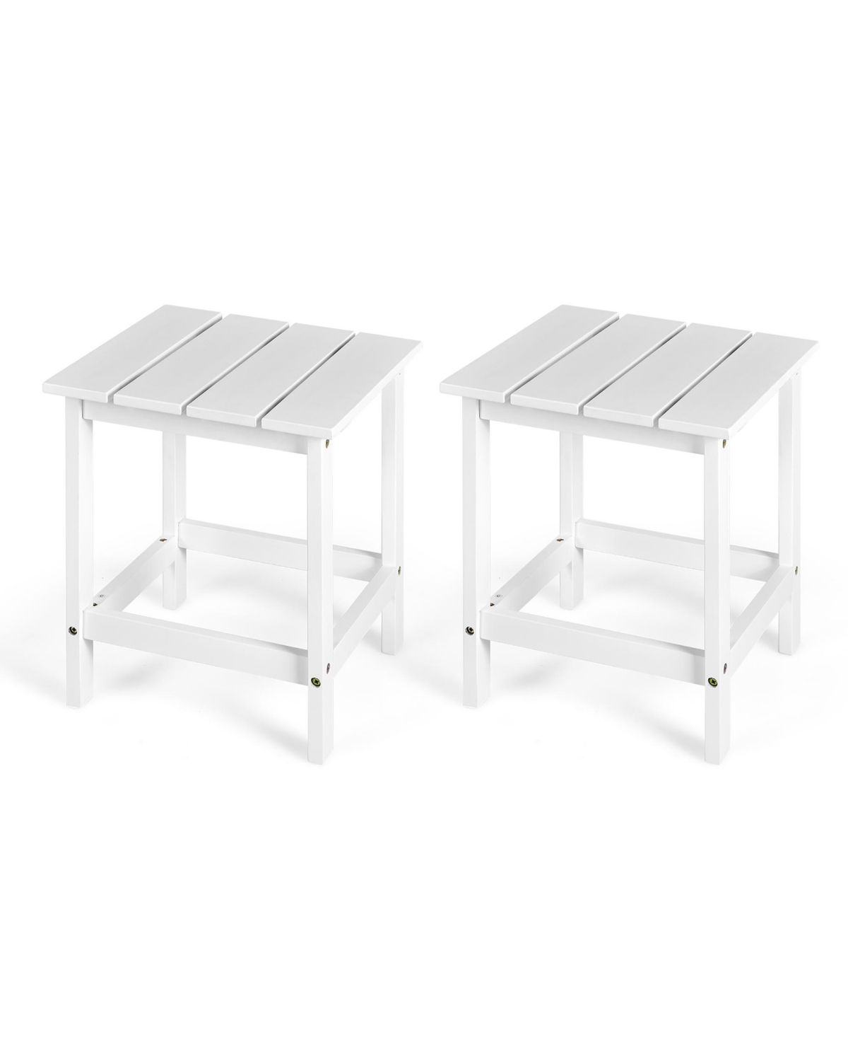 Costway 2 Pcs Patio 15'' End Side Coffee Table Square Wooden Slat Deck