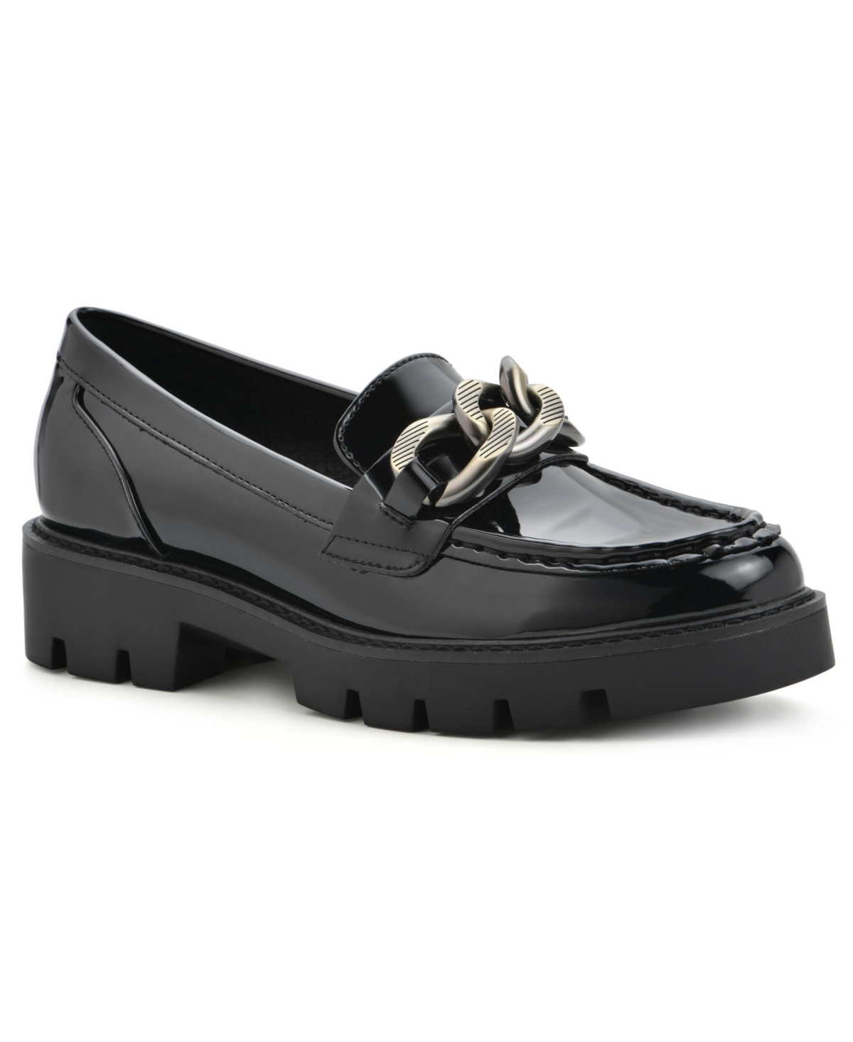 White Mountain Women's Goodie 2 Lug Sole Loafer In Black Patent