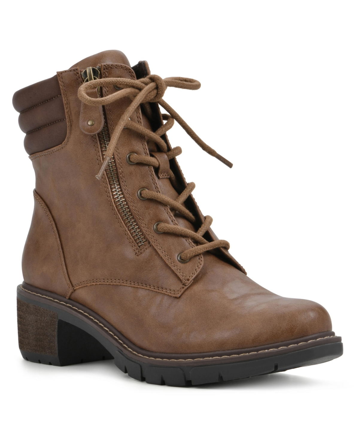 White Mountain Women's Crazies Lace Up Booties In Chestnut Smooth