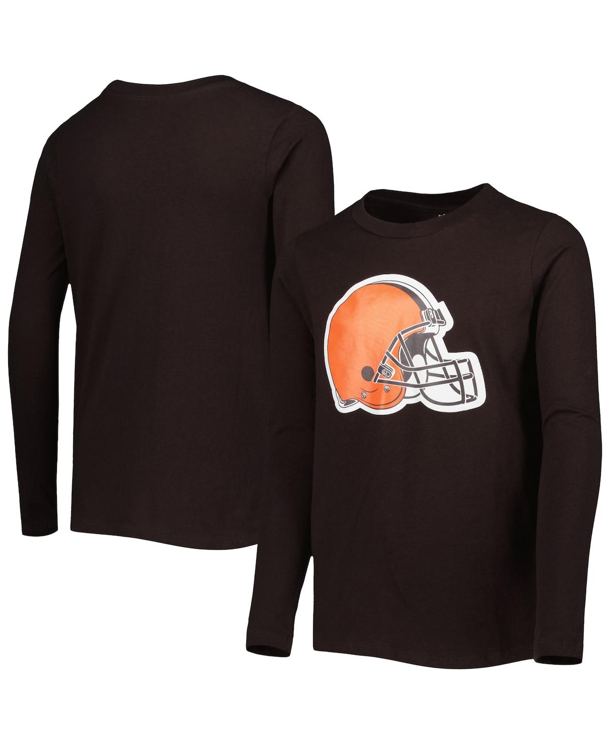 Outerstuff Kids' Big Boys Brown Cleveland Browns Team Logo Long Sleeve T-shirt