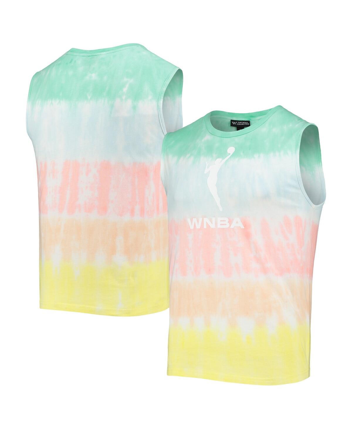 Shop The Wild Collective Mint, Coral Wnba Logowoman Pride Tie-dye Muscle Tank Top In Mint,coral