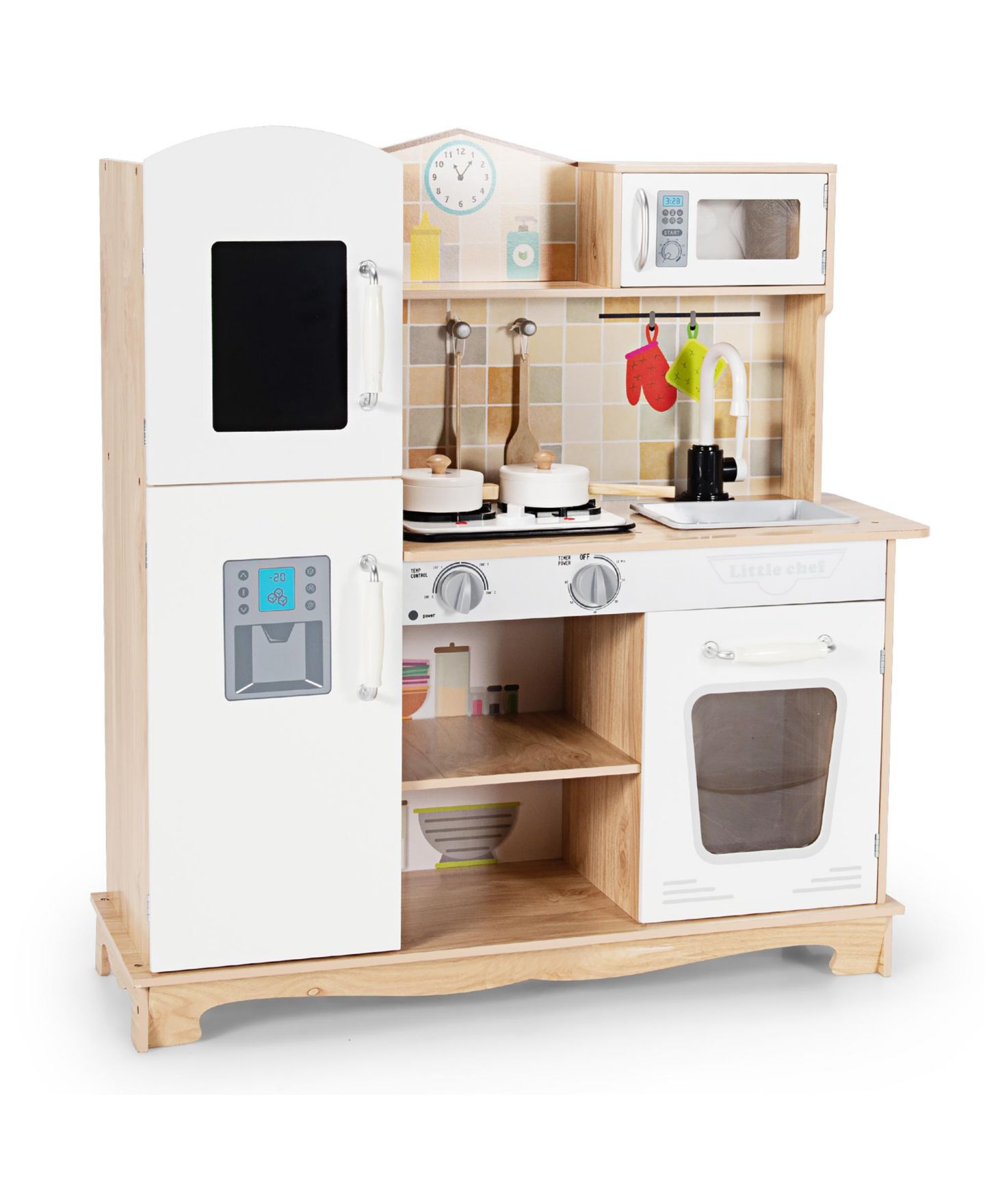 Детский игровой набор Costway Wooden Pretend Kitchen Playset with Sound, от 3 лет — фото 1