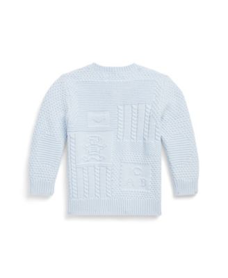 Baby Boys or Girls Contrast-Knit Cotton Long Sleeves Cardigan