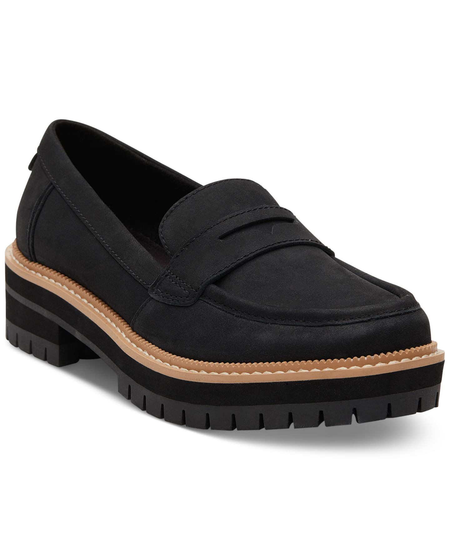 Женские туфли TOMS Cara Lug Sole, цвет: Чёрный кожаный — фото 1