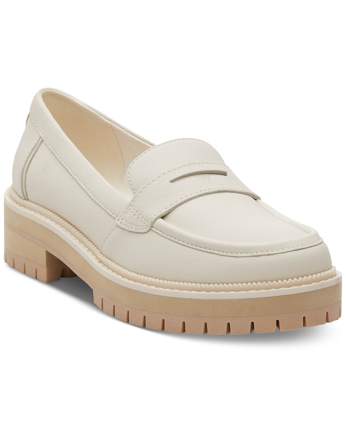 Shop Toms Women's Cara Lug Sole Penny Loafers In Light Sand Leather