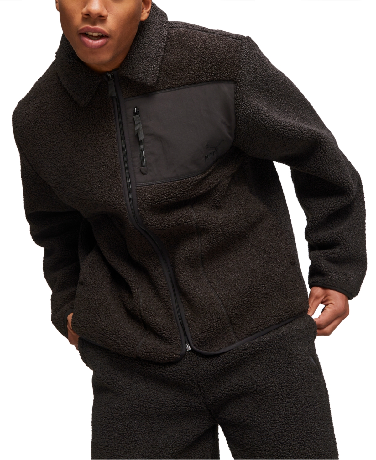 Puma Men's Classic Zip Front Fleece Jacket In  Black