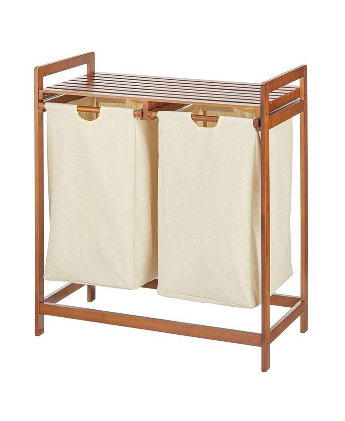 mDesign Bamboo Double Laundry Hamper, Large Capacity Macy's
