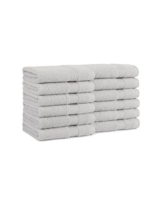 Host and Home Washcloths (12 Pack), Solid Color Options, 13x13 in, Double Stitched Edges, 600 GSM, Soft Ringspun Cotton, Stylish Striped Dobby Border