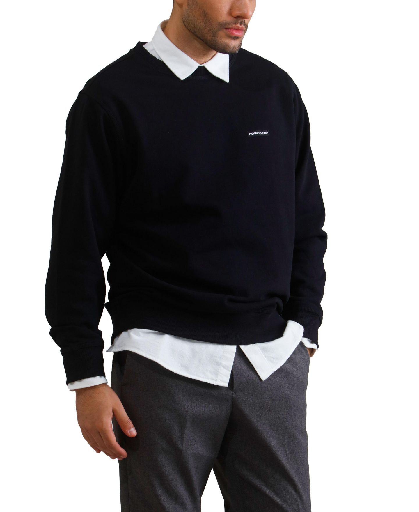Мужской свитшот Members Only Preston Crew Neck, цвет: Чёрный — фото 2