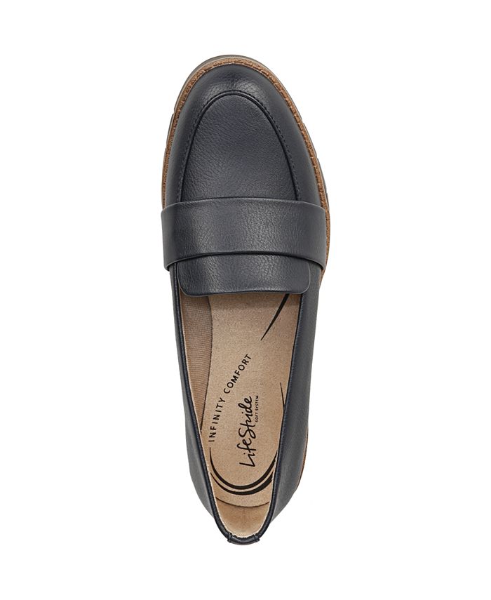 LifeStride Mocassino Donna Ollie In Ecopelle Nero - Comfort E Stile Con Plateau 3,2 Cm