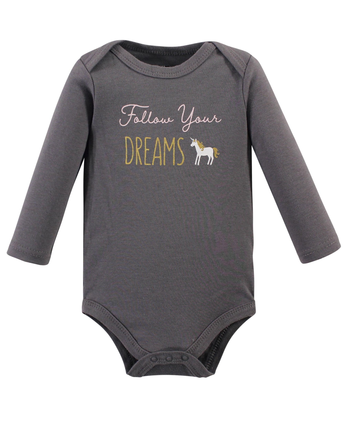 Hudson Baby Baby Girls Cotton Long-Sleeve Bodysuits 5pk,- Gold unicorn