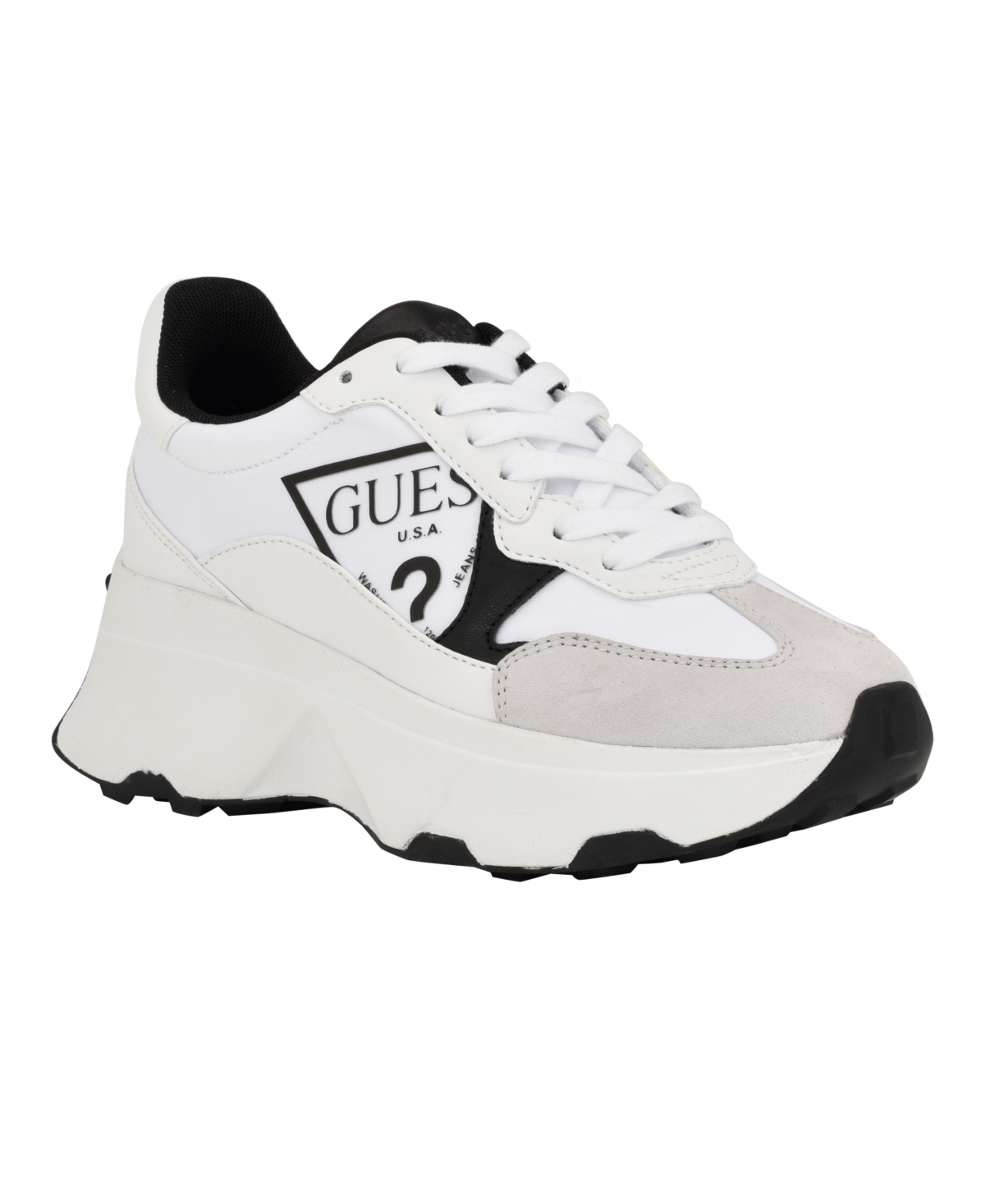 Guess Women's Calebb Chunky Platform Fashion Sneakers In White,black