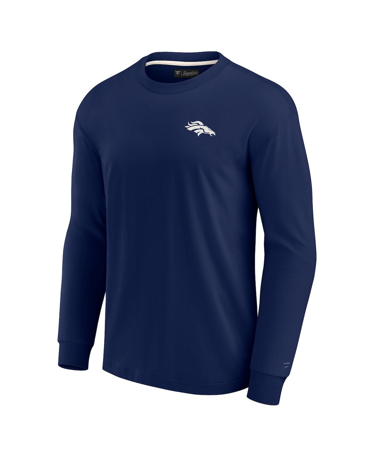 Shop Fanatics Signature Men's And Women's  Navy Denver Broncos Super Soft Long Sleeve T-shirt