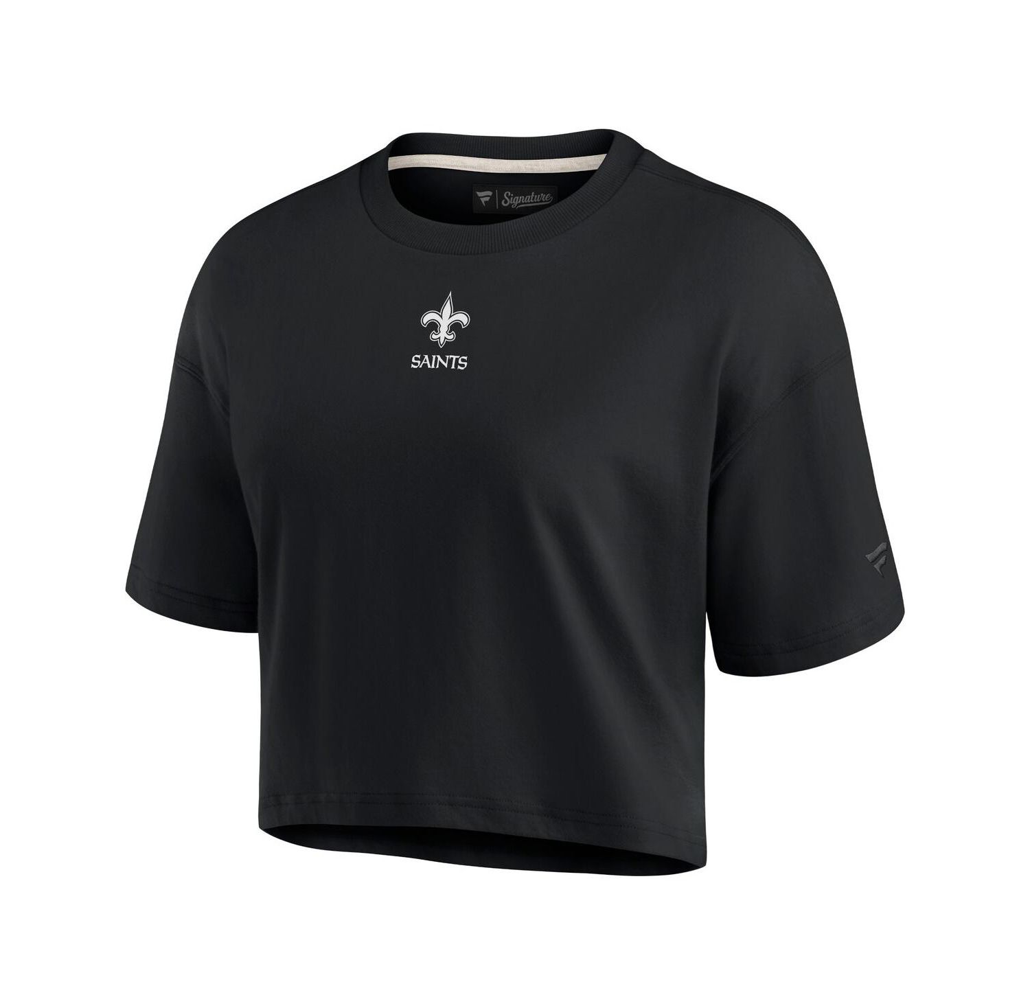 Women's Black New Orleans Saints Super Soft Short Sleeve Cropped T-shirt