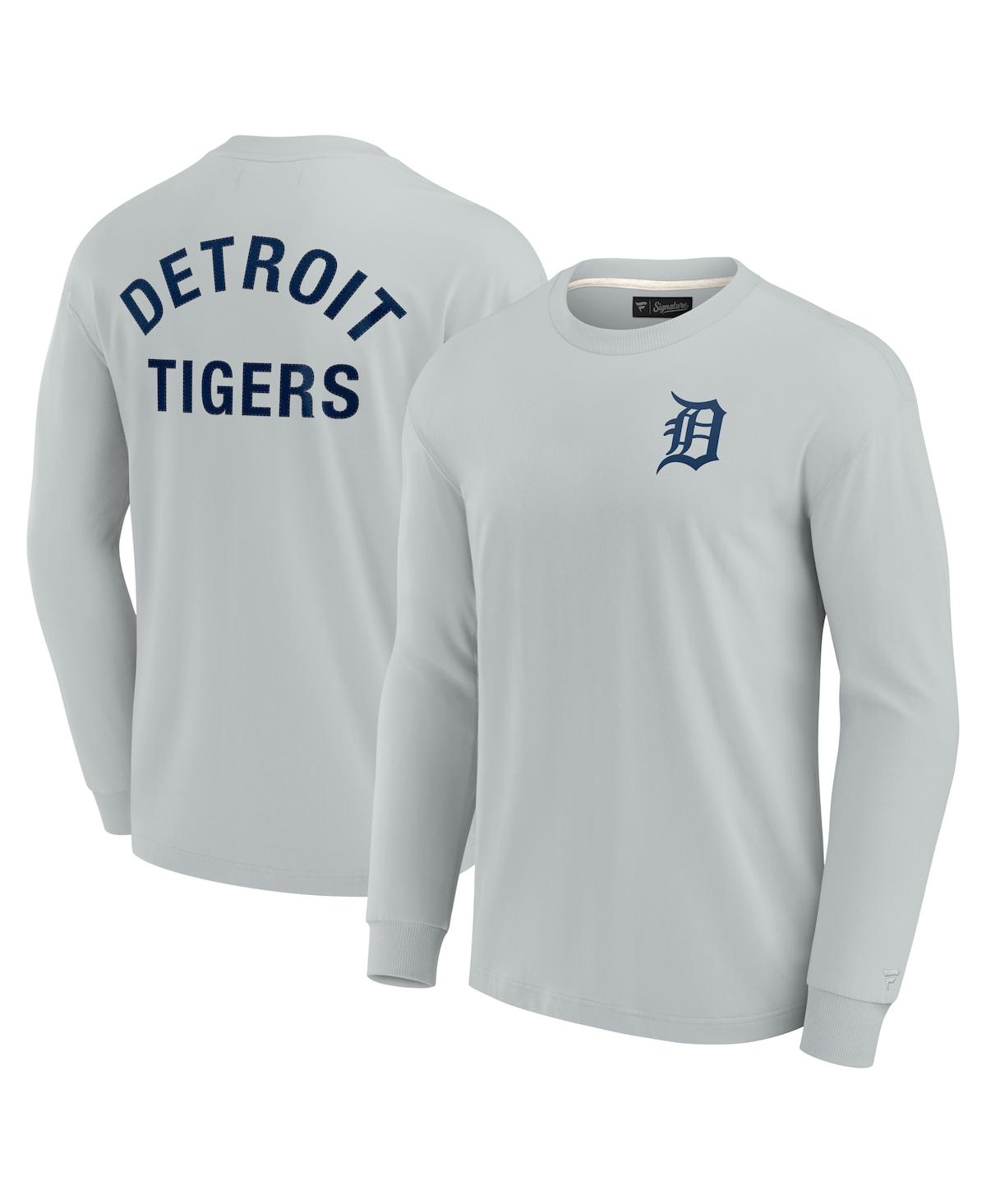 Shop Fanatics Signature Men's And Women's  Gray Detroit Tigers Super Soft Long Sleeve T-shirt